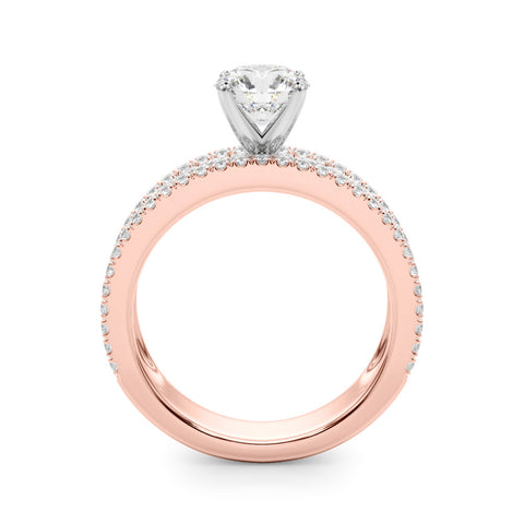 Rose gold Round Solitaire Diamond with Pave and Channel Set Band 2