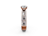 Rose gold Round Solitaire Diamond with Pave and Channel Set Band_84