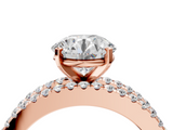 Rose gold Round Solitaire Diamond with Pave and Channel Set Band_86