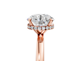 Rose gold Round Solitaire Engagement Ring with Cathedral Band and Four-Prong Setting_26