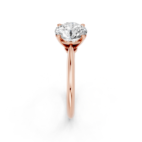 10K Rose Gold 1.06 Carat E VS1 Round Solitaire Engagement Ring with Classic Band and Four-Prong Setting