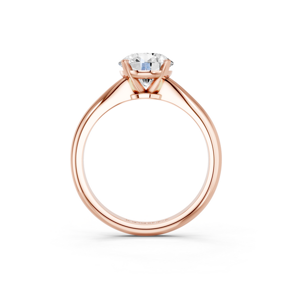 10K Rose Gold 1.06 Carat E VS1 Round Solitaire Engagement Ring with Classic Band and Four-Prong Setting