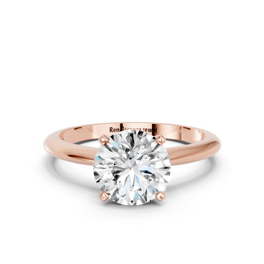 10K Rose Gold 1.06 Carat E VS1 Round Solitaire Engagement Ring with Classic Band and Four-Prong Setting