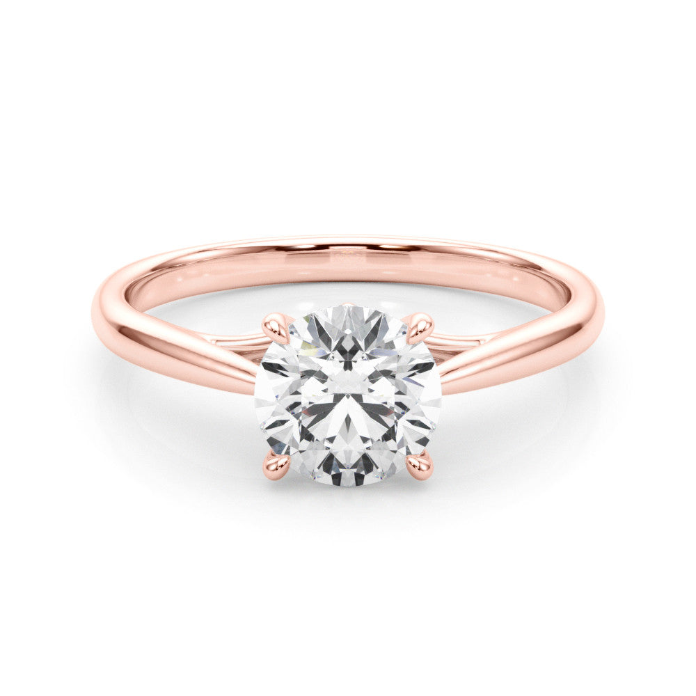 Rose gold Round Solitaire Engagement Ring with Four-Prong Setting and Classic Band 1