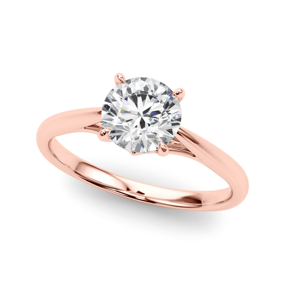 Rose gold Round Solitaire Engagement Ring with Four-Prong Setting and Classic Band