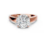 Rose gold Round Solitaire Engagement Ring with Four-Prong Setting and Tapered Band_8