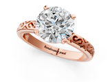 Rose gold Round Solitaire Engagement Ring with Scrollwork Band and Four-Prong Setting_151