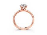 Rose gold Round Solitaire Engagement Ring with Scrollwork Band and Four-Prong Setting_153