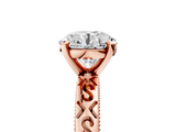 Rose gold Round Solitaire Engagement Ring with Scrollwork Band and Four-Prong Setting_155