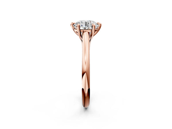Rose Gold Round Cathedral Solitaire Engagement Ring Setting with Plain Arched Shoulders