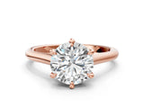Rose gold Round Solitaire Engagement Ring with Six-Prong Setting and Classic Band
