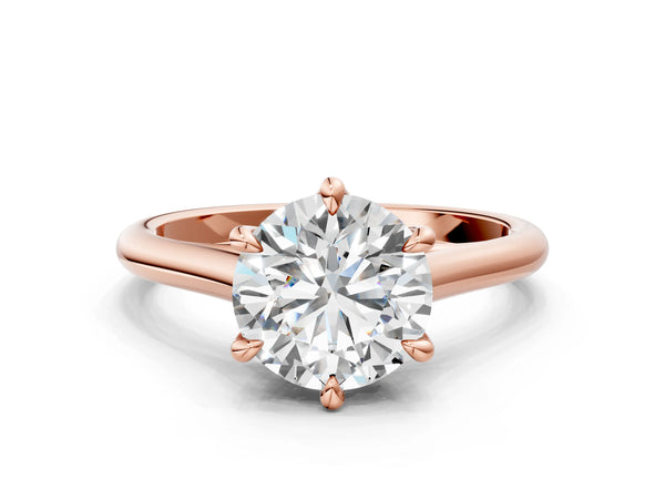 Rose Gold Round Cathedral Solitaire Engagement Ring Setting with Plain Arched Shoulders
