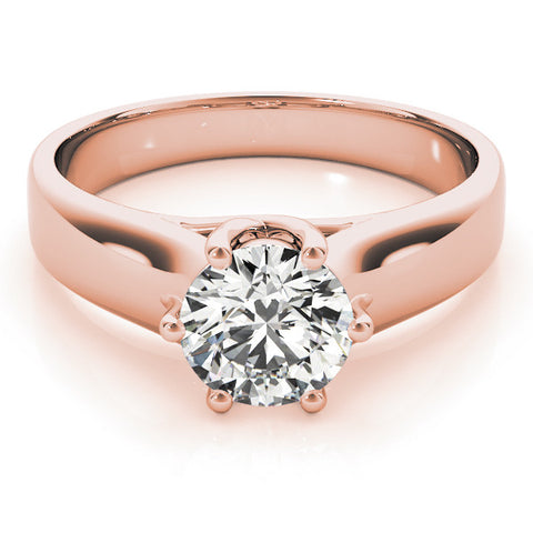 Rose gold Round Solitaire Engagement Ring with Six-Prong Setting and Comfort Fit Band 1