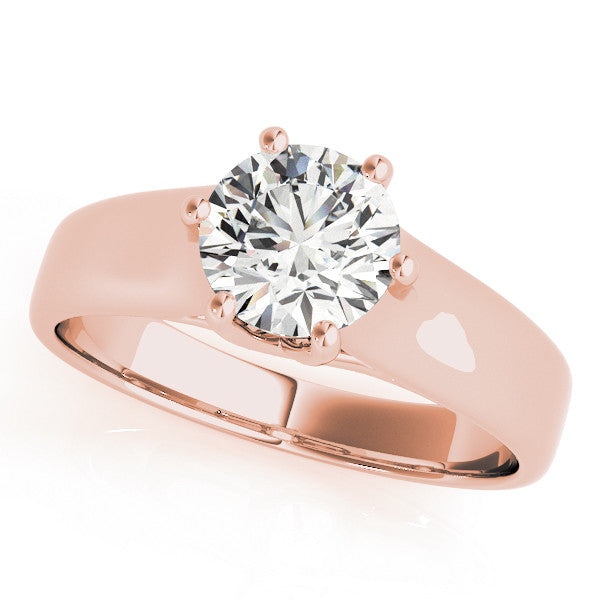 Rose gold Round Solitaire Engagement Ring with Six-Prong Setting and Comfort Fit Band