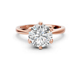 Rose gold Round Solitaire Engagement Ring with Six-Prong Setting and Tapered Band_6