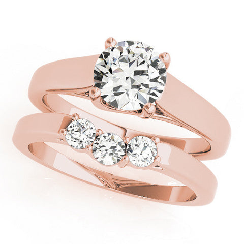 Rose gold Fancy Blue Radiant Cut Solitaire Engagement Ring with Tapered Band and Four-Prong Setting