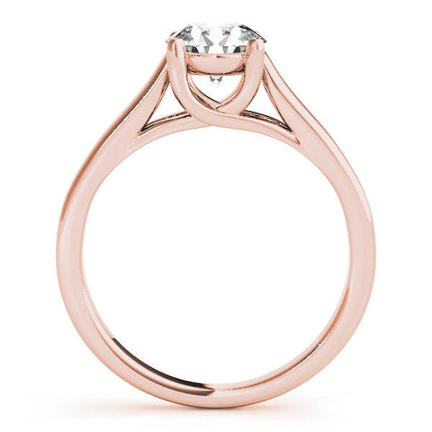 Rose gold Fancy Blue Radiant Cut Solitaire Engagement Ring with Tapered Band and Four-Prong Setting