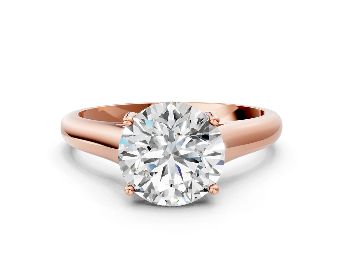 Rose gold Round Solitaire Engagement Ring with Tapered Band and Four-Prong Setting_6