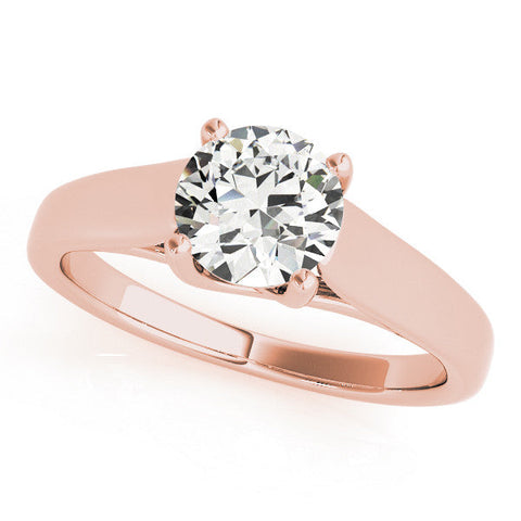 Rose gold Fancy Blue Radiant Cut Solitaire Engagement Ring with Tapered Band and Four-Prong Setting