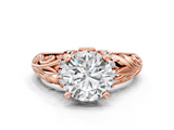 Rose gold Round Solitaire Filigree Engagement Ring with Halo and Prong Setting_73