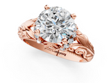 Rose gold Round Solitaire Filigree Engagement Ring with Halo and Prong Setting_74