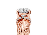 Rose gold Round Solitaire Filigree Engagement Ring with Halo and Prong Setting_78