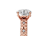 Rose gold Round Solitaire Floral Milgrain Engagement Ring_37
