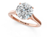 Rose gold Round Solitaire Heart Prong Engagement Ring with Tapered Band_58