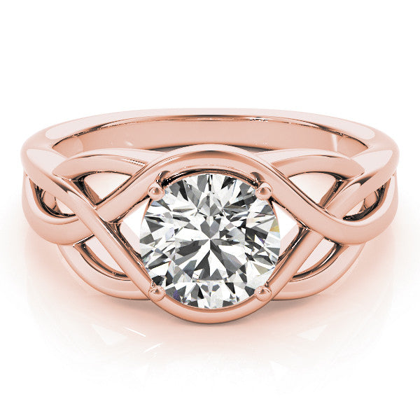 Rose gold Round Solitaire Intertwined Band Prong Setting Ring 1