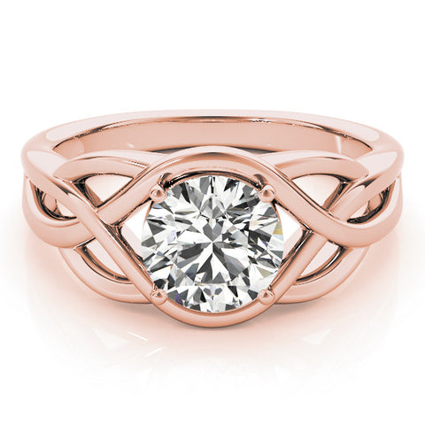 Rose gold Round Solitaire Intertwined Band Prong Setting Ring 1