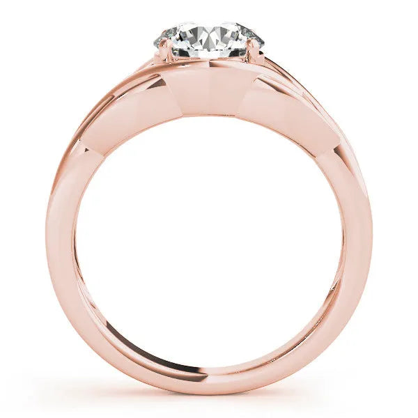 Rose gold Round Solitaire Intertwined Band Prong Setting Ring