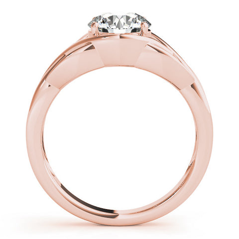 Rose gold Round Solitaire Intertwined Band Prong Setting Ring 2