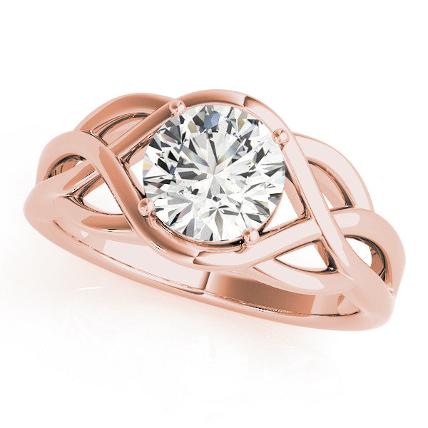 Rose gold Round Solitaire Intertwined Band Prong Setting Ring
