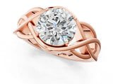 Rose gold Round Solitaire Intertwined Band Prong Setting Ring_15