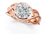Rose gold Round Solitaire Intertwined Band Prong Setting Ring_27