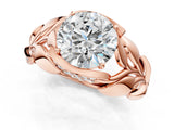 Rose gold Round Solitaire Leaf-Inspired Engagement Ring with Prong Setting_24