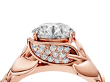 Rose gold Round Solitaire Leaf-Inspired Engagement Ring with Prong Setting_27
