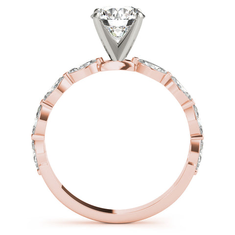 Rose gold Round Solitaire Marquise Side Stone Prong Setting Ring 2