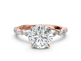Rose gold Round Solitaire Marquise Side Stone Prong Setting Ring_56