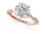 Rose gold Round Solitaire Marquise Side Stone Prong Setting Ring_57