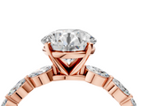 Rose gold Round Solitaire Marquise Side Stone Prong Setting Ring_60