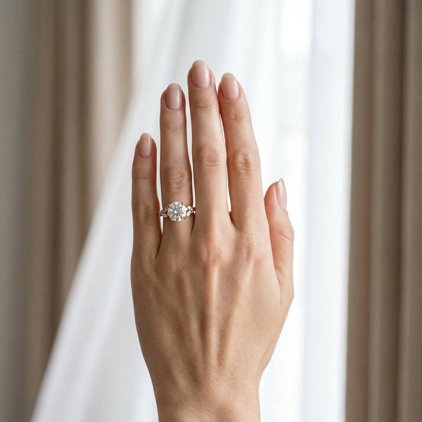 Rose gold Round Solitaire Marquise Twist Band with Six-Prong Setting