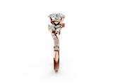 Rose gold Round Solitaire Marquise Twist Band with Six-Prong Setting_65