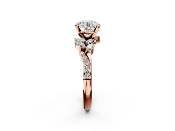 Rose gold Round Solitaire Marquise Twist Band with Six-Prong Setting