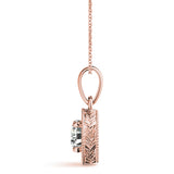 Rose gold Round Solitaire Milgrain Bezel Pendant 2