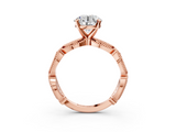 Rose gold Round Solitaire Milgrain Diamond Engagement Ring with Bezel and Marquise Band_122