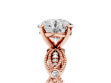 Rose gold Round Solitaire Milgrain Diamond Engagement Ring with Bezel and Marquise Band_124