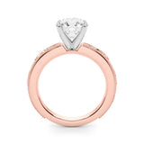 Rose gold Round Solitaire Milgrain Engagement Ring with Filigree Band and Four-Prong Setting 2