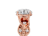 Rose gold Round Solitaire Milgrain Leaf Band with Prong Setting_8