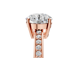 Rose gold Round Solitaire Pavé Band Prong Setting Ring_29